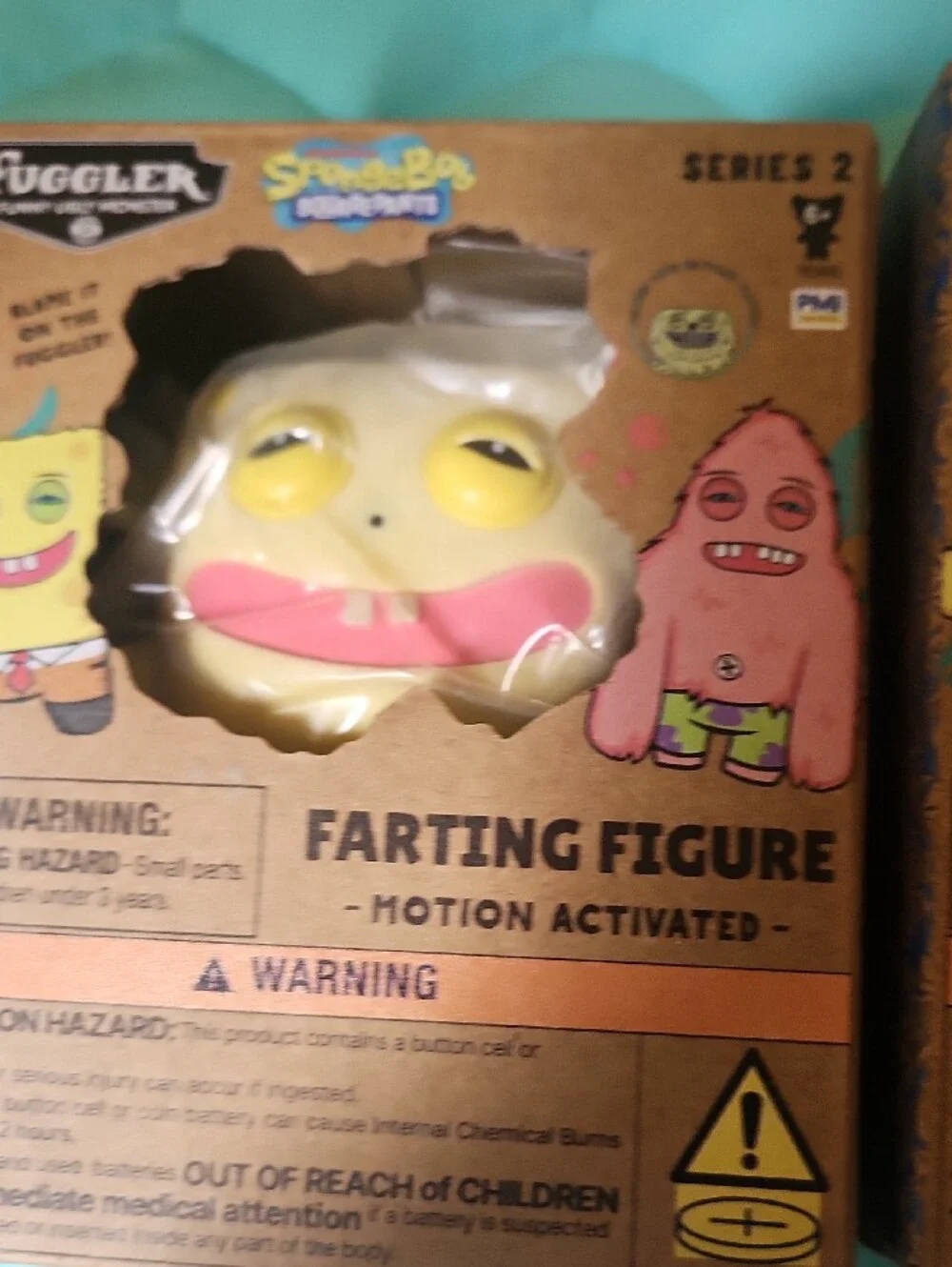 Fuggler x SpongeBob Series 2 Motion-Activated Farting Figures - Yellow & Pink